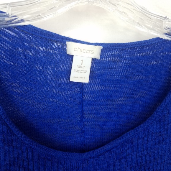 Chicos Royal Blue Hi Low Hem Sweater Sz 1 - Picture 3 of 5